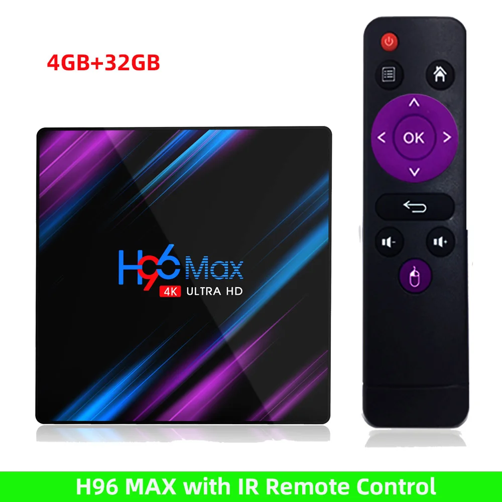 4GB 32GB H96 MAX tv Box Android 9,0 2 ГБ/4 ГБ ОЗУ 16 Гб/32 ГБ/64 Гб Rockchip RK3318 H.265 4K Youtube Netflix Google Play Smart tv - Цвет: 4GB 32GB