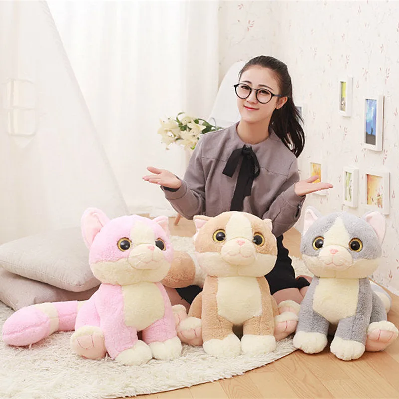 Kawaii Мультфильм 45 65 см кошка с длинным хвостом большие глаза котенок плюшевая