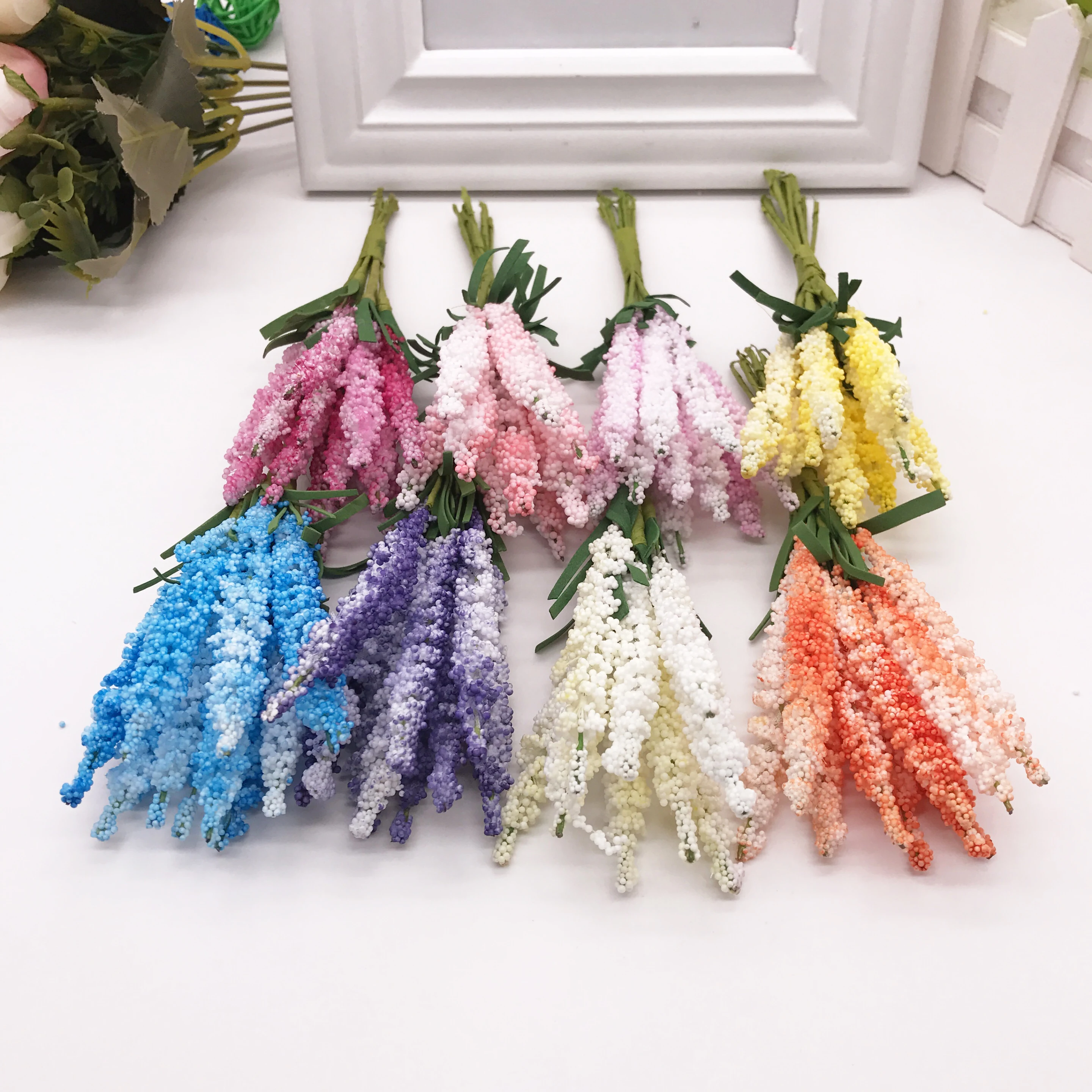 

10Pcs/lot Mini PE Lavender Artificial Flowers for Wedding Home Decoration DIY Craft Gift Bride Wreath Scrapbooking Fake Flower