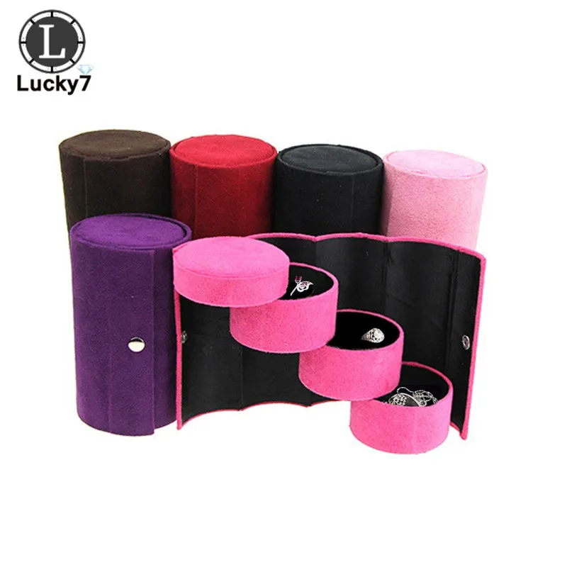 3-слойная цилиндрические украшения коробка для хранения колец ожерелий подвесок