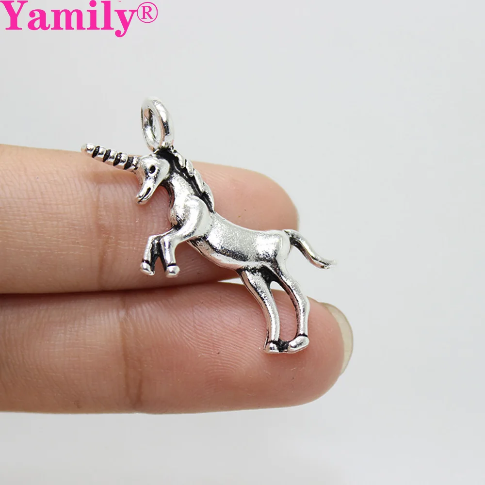 Yamily 10 шт.-34x22 мм Античное серебряное тональное ожерелье с единорогом подвеска ювелирные изделия Сделай Сам ожерелье ручной работы