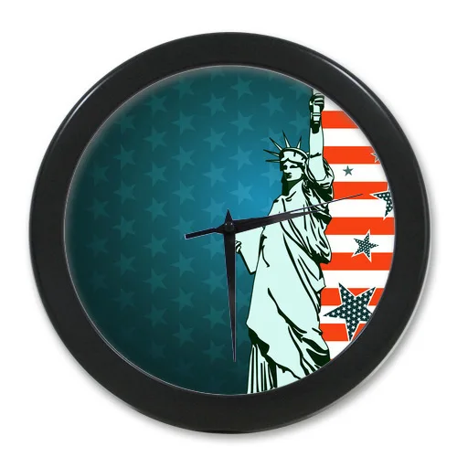 High Quality Wall Decor Clock Custom America Flag And Statue of Liberty Elegant Modern Design Watch Free Shippin|watch film|clock angelclock tool |