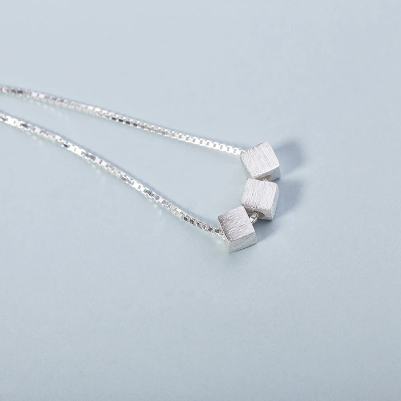 

Silver Color Jewelry Simple Scrub Square Sterling Silver Jewelry Choker Necklaces & Pendants For Women VNS8005