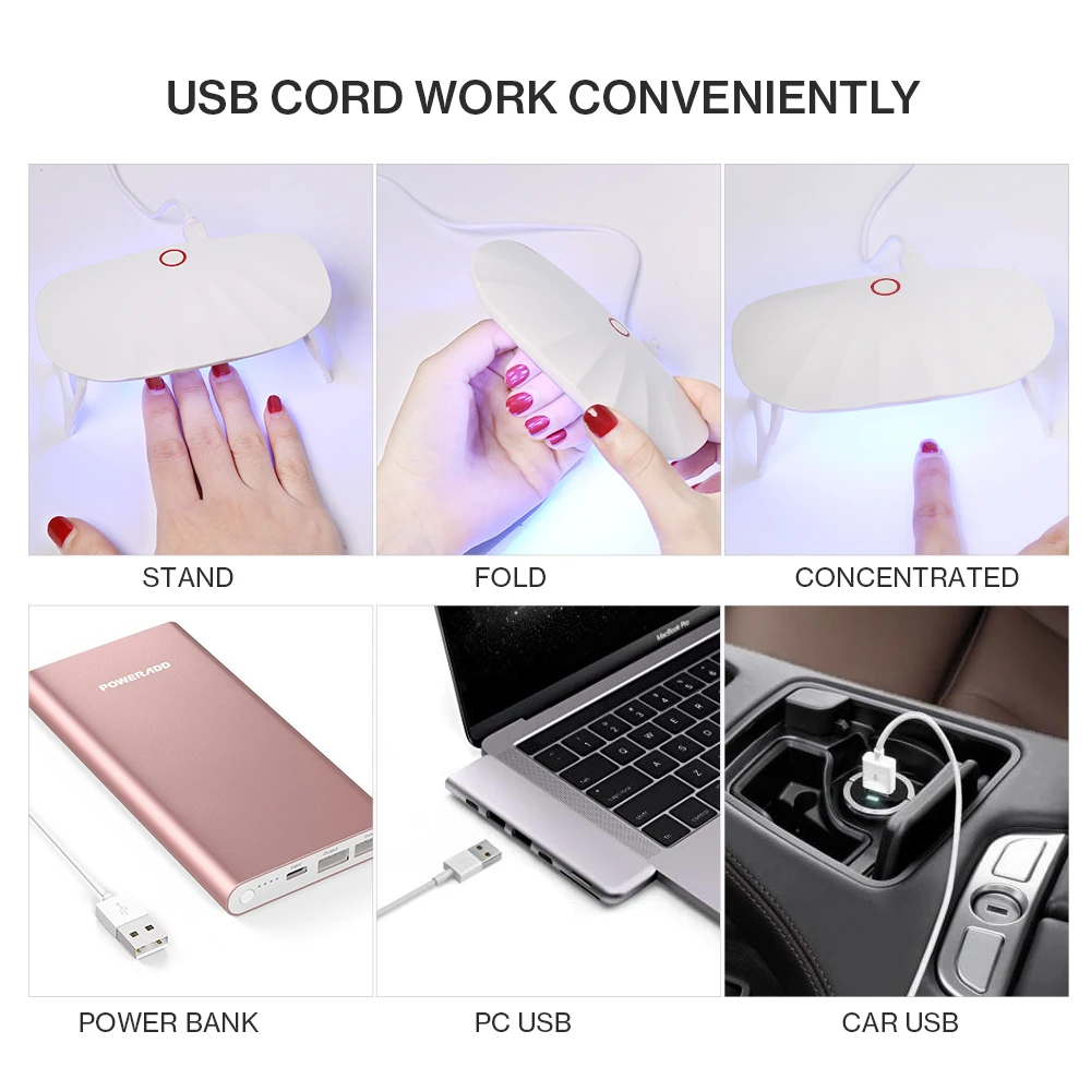 Maphie 9 шт./лот гель для ногтей набор 6 Вт мини USB кабель Светодиодная лампа всех