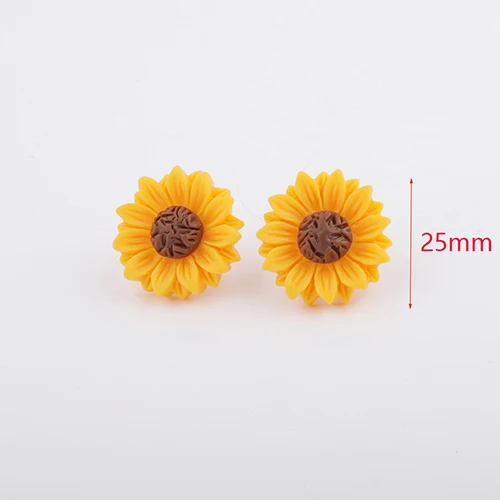 25mm Fnixtar золотые серьги в форме подсолнечника женские ромашки цветок серьги-шпильки цветок серьги с изображением хризантемы подарок оптом 20prs/лот - Окраска металла: 25mm