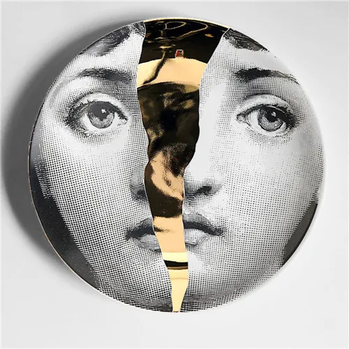 Винтажные фарфоровые декоративные тарелки Fornasetti, настенная тарелка для подвешивания, коллекционная тарелка для тарелок, настольный Настенный декор, лучшие подарки - Цвет: Небесно-голубой