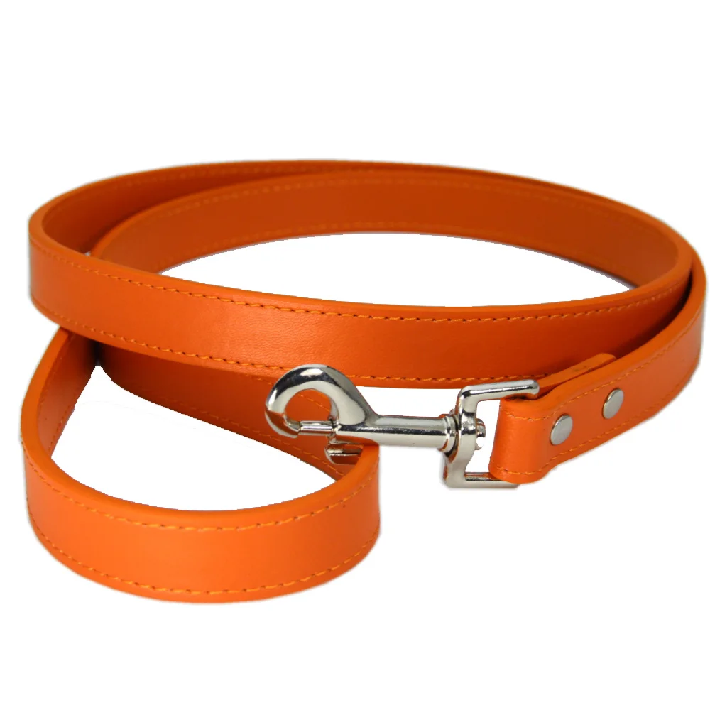 Orange Поводок хорошего качества для собак S#1,5*120 см M#2,0*120 см Розовый Черный Красный для уличных прогулок мягкий Pu кожаный поводок для собак - Цвет: Orange