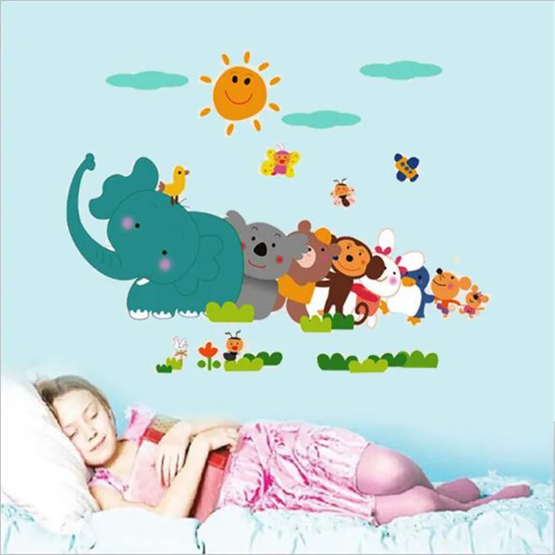 1 шт. наклейка на стену в виде слона обезьяны кролика животного|Наклейки стену| |