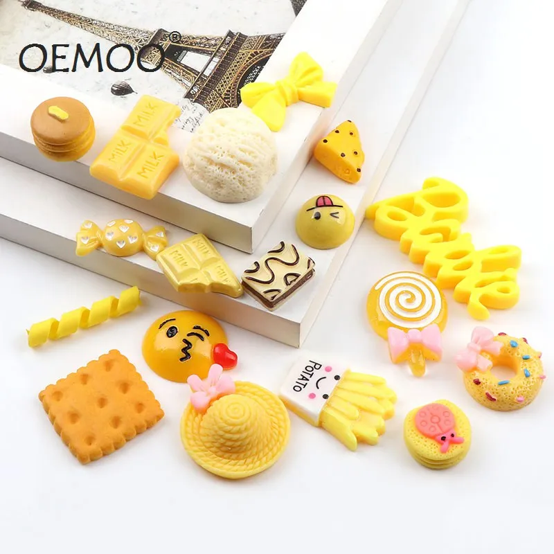 25 шт. микс желтый карамельный бант Смола Кабошон с плоской задней поверхностью