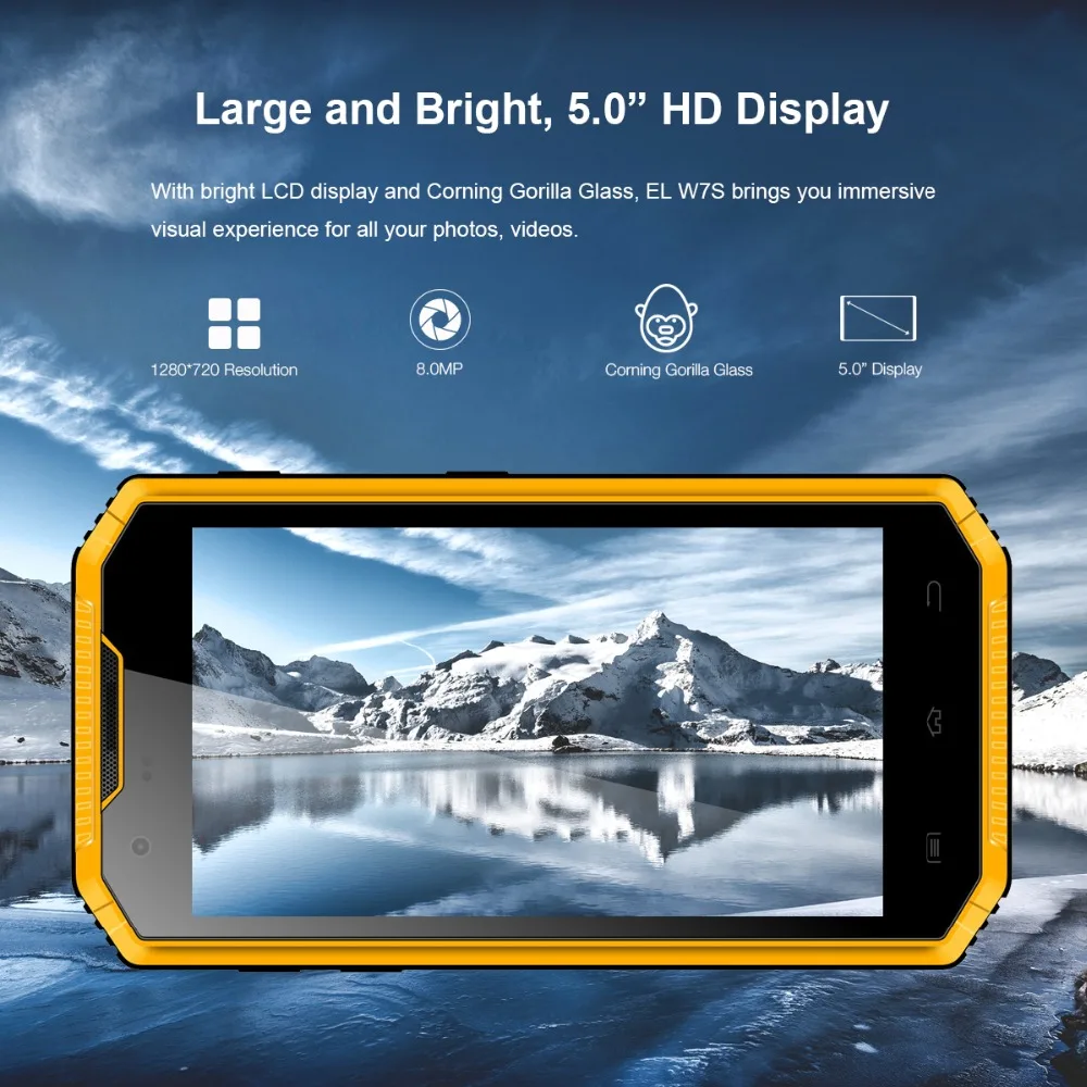 Водонепроницаемый 4G мобильный телефон E & L W7S IP68 5 0 дюймов HD Прочный смартфон MTK 6737