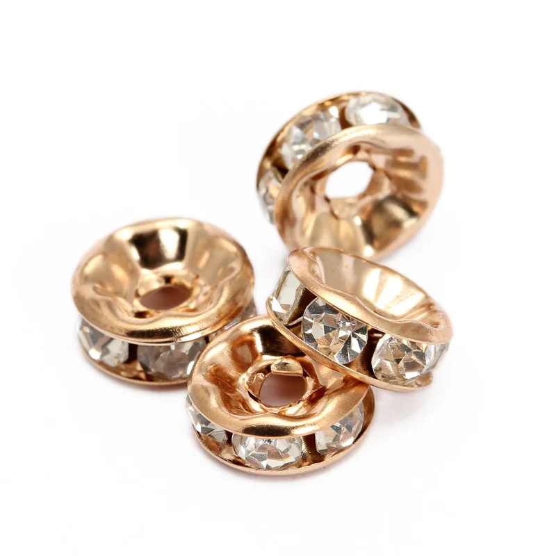 100 шт. позолоченные/темно черные/Посеребренные стразы круглые хрустальные бусины