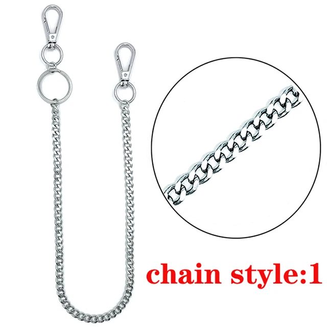 chain style 1 38 см длинный металлический кошелек ремень цепочка в стиле панк Рок брюки Hipster Жан брелок серебряное кольцо клип брелок Для мужчин, в стиле хип-хоп ювелирные изделия - Цвет: chain style 1