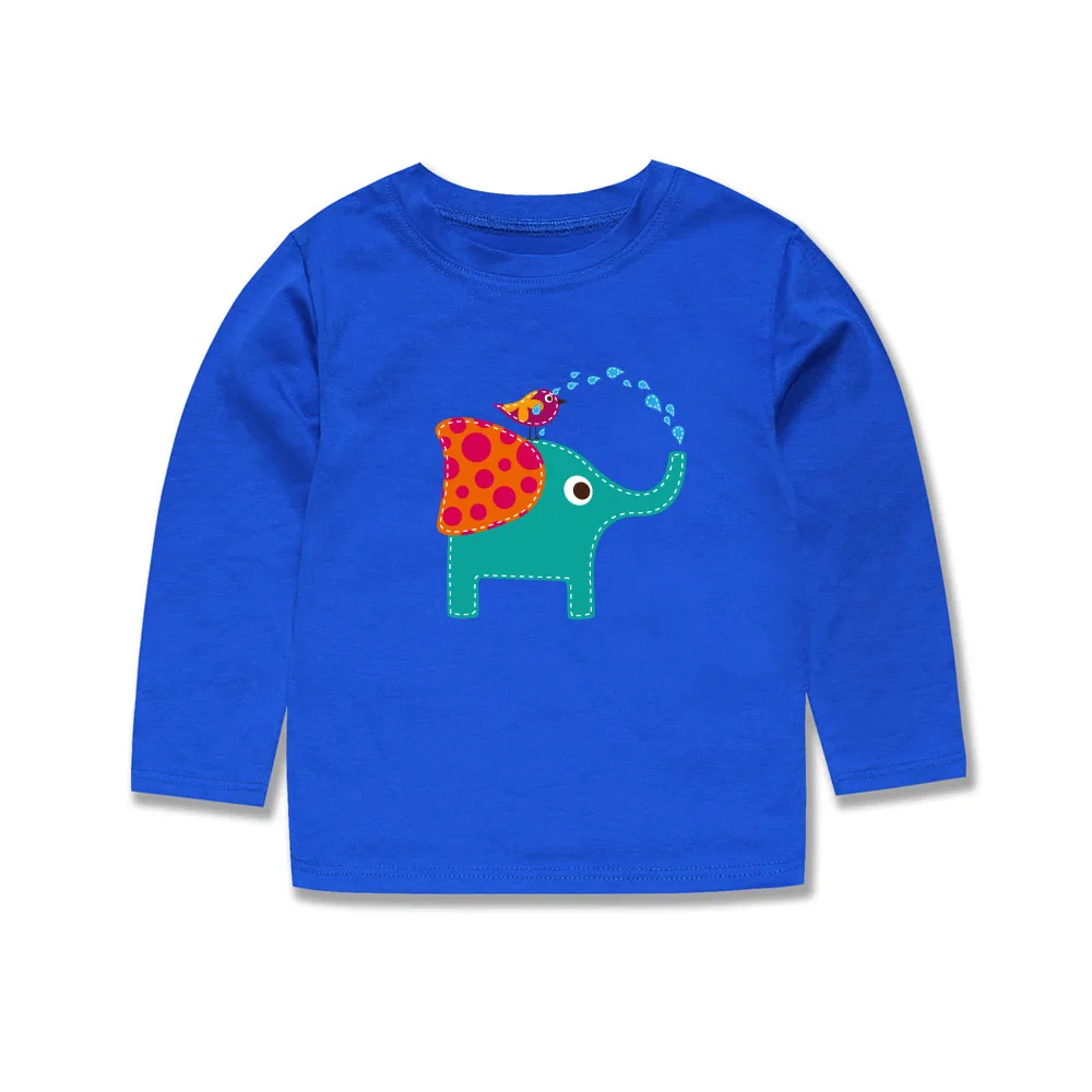Хлопковые футболки SMHONG с длинным рукавом для мальчиков изображением слона
