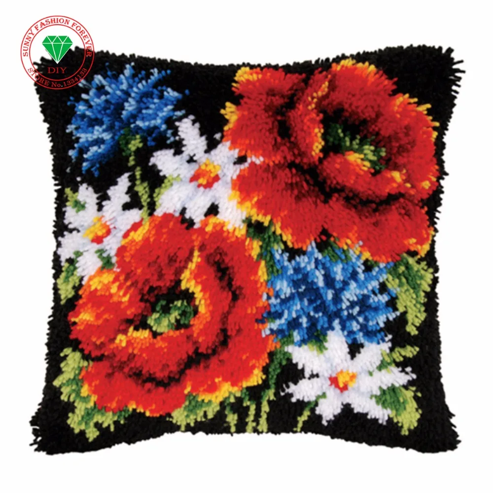 Цветочная наволочка подушка для рукоделия сделай сам вышивка Лоскутная Пряжа