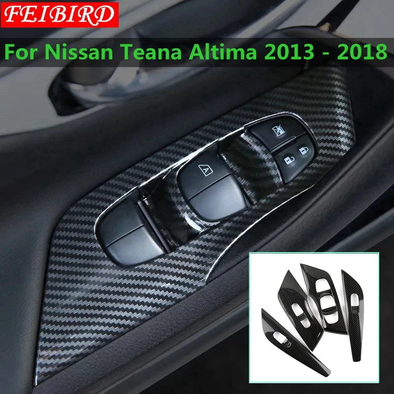 Карбоновое волокно для Nissan Altima Teana 2013- ABS дверная ручка держатель окно Лифт кнопка переключатель молдинг гарнир крышка отделка