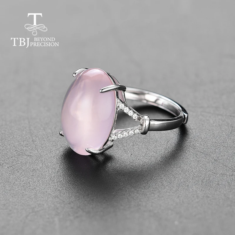 TBJ кольца с хорошим розовым кварцем натуральный драгоценный камень серебро 925
