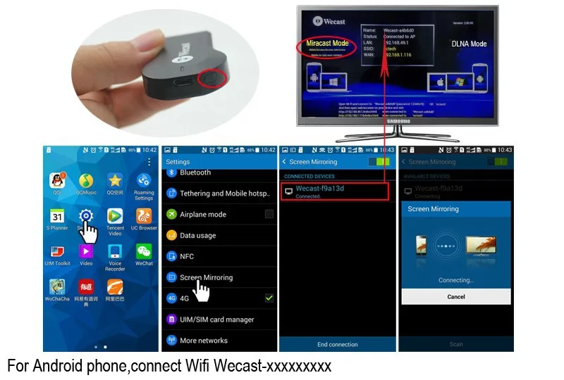 Ключ EZcast Miracast Wi-Fi потоковый к ТВ Беспроводной дисплей для Google Chromecast hdmi 1080p медиа Airplay стример, хит