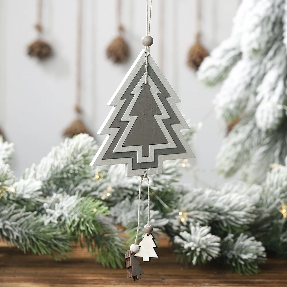 Christmas Tree 1 1 шт. милые деревянные елочные украшения в виде лося, подвесная Подвеска для изготовления, рождественские украшения в виде Санты для дома, год - Цвет: Christmas Tree 1