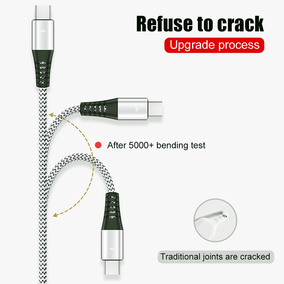 Кабель usb type-C для быстрой зарядки, кабель USB C для телефона, 0,3 м, 1,2 м, 1,8 м, шнур для быстрой зарядки и передачи данных для samsung power Bank, Мобильные кабели