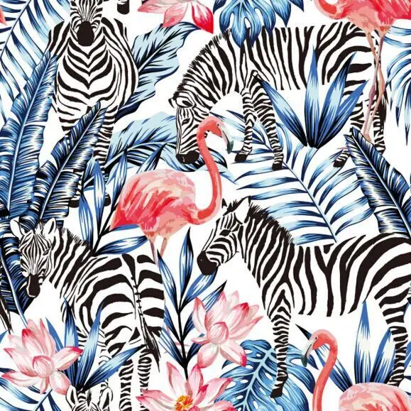 

LEO&LIN Zebra Black White Flamingo Chiffon Euclidean Yarn Air Layer Fabric Digital Printing Fabric