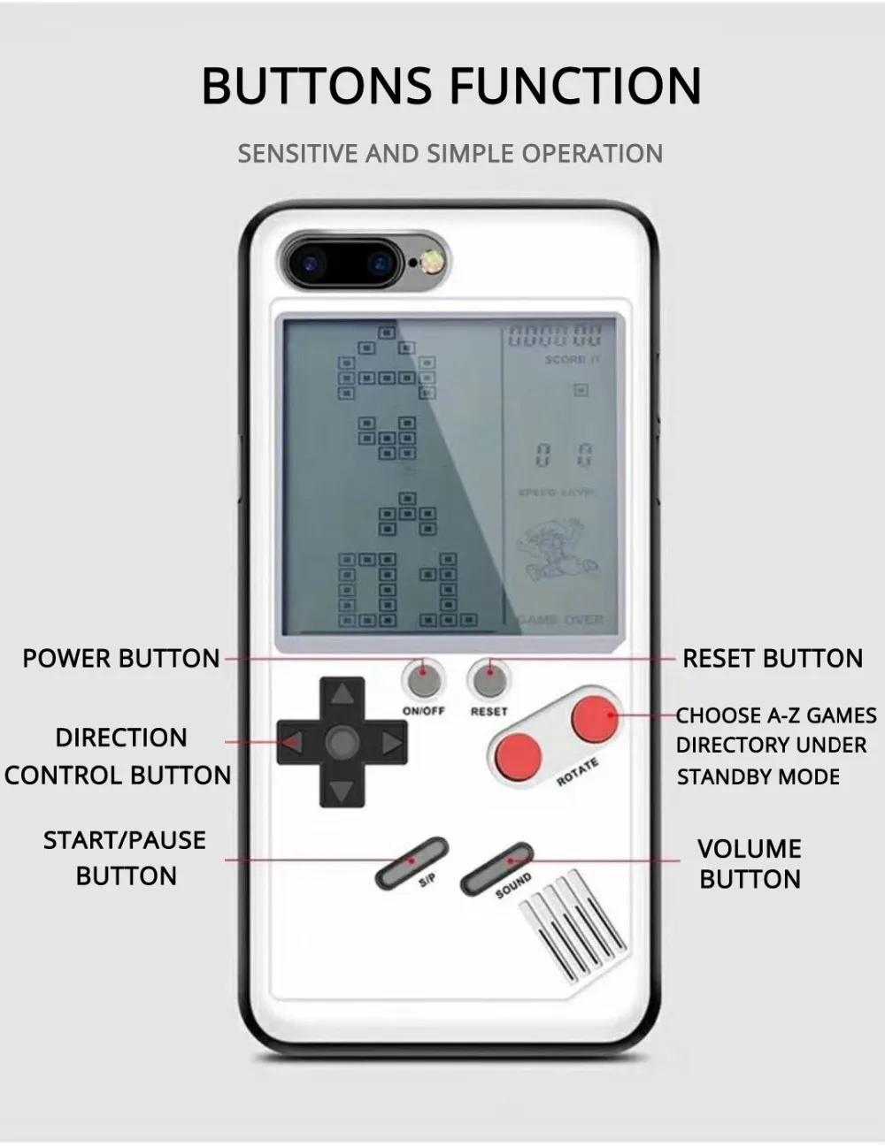 TPFIX игры Чехол для iPhone х Воспроизводимые тетрис крышка 7 8 Plus плюс 6 S Вернуться ТПУ