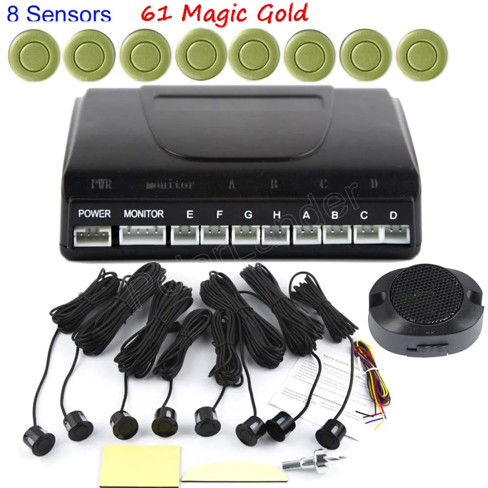 61 magic gold 44 цвета комплект автомобильных датчиков парковки 8 датчиков s нет дисплея обратный резервный Радар НЕТ монитора 12 в автомобильный Автомобиль Горячая Распродажа - Название цвета: 61 magic gold