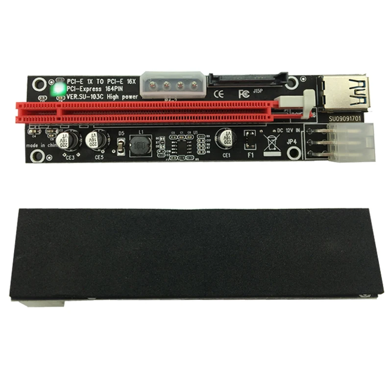 

Riser Card SATA 4pin 6Pin Майнинг источник питания LED USB 3,0 PCI-E 1x к 16x PCI-E Riser для видеокарты Antminer Bitcoin Miner