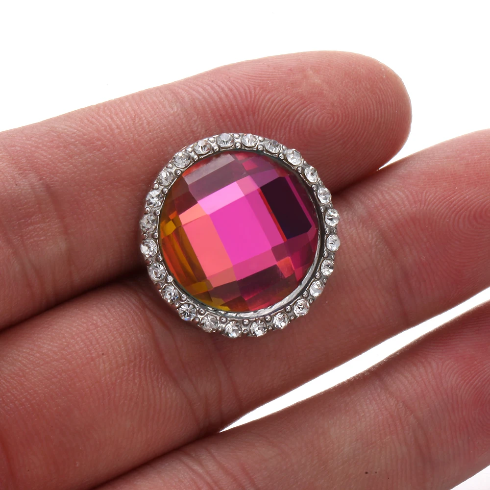 6 шт./лот новые ювелирные изделия с кнопками цветные стразы Круглые 18 мм 20