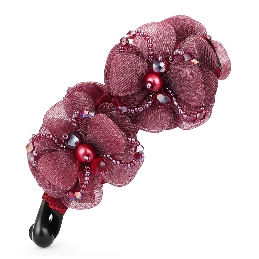 Заколки для волос клип Искусственные цветы с жемчугом кристаллами бисером