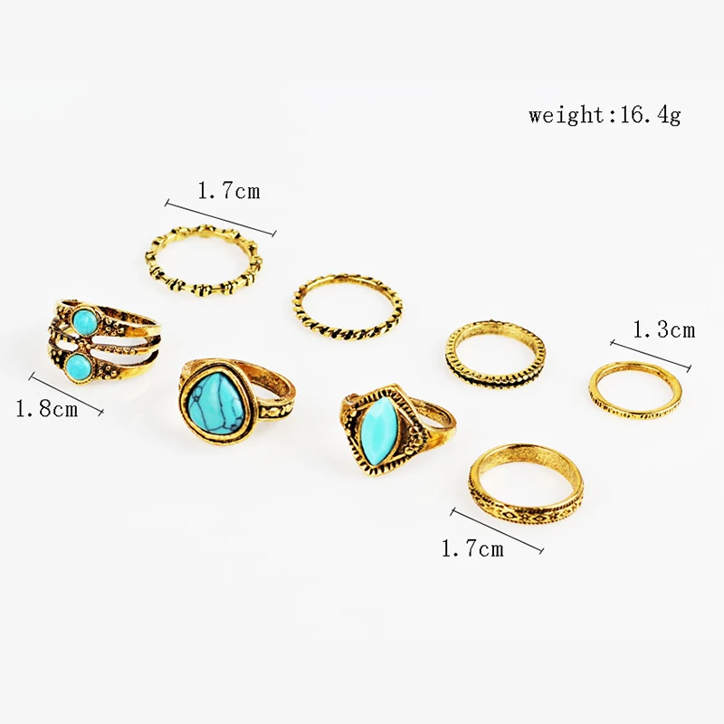 La MaxZa Cyan Rhinestone набор колец в готическом стиле красивые и Благородные Ювелирные
