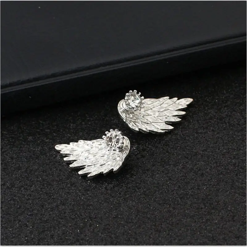 Золотые серебряные серьги гвоздики в виде крыльев уникальный дизайн винтажные