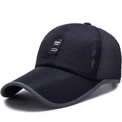 COKK Мужская бейсболка летняя сетчатая Кепка s Snapback шапки для мужчин с длинными полями дышащая шляпа от солнца с длинными полями уличная спортивная кепка мужская - Цвет: Черный