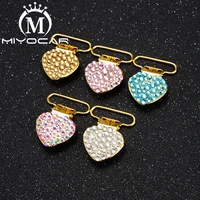 miyocar special design bling heart shape safe gold pacifier clip pacifier holder good quality handmade material sp020