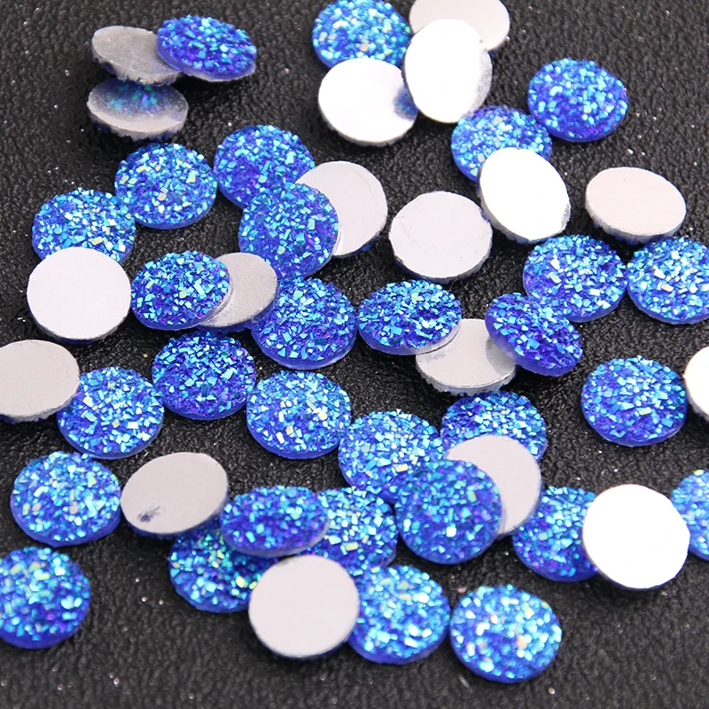 New Fashion 40pcs 12mm Mix Colors Natural Ore Style Flat Back Resin Cabochons For Bracelet Earrings Accessories