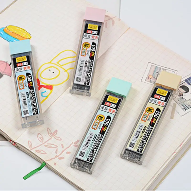 

100Pcs/Box Graphite Lead 2B Mechanical Pencil Refill Plastic Automatic Pencil Lead