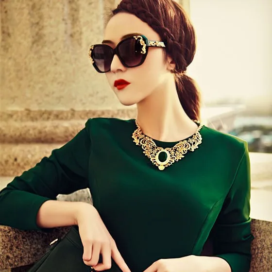 Винтажное ожерелье из сплава с листьями и цветами овальной формы|necklace crystal|necklace