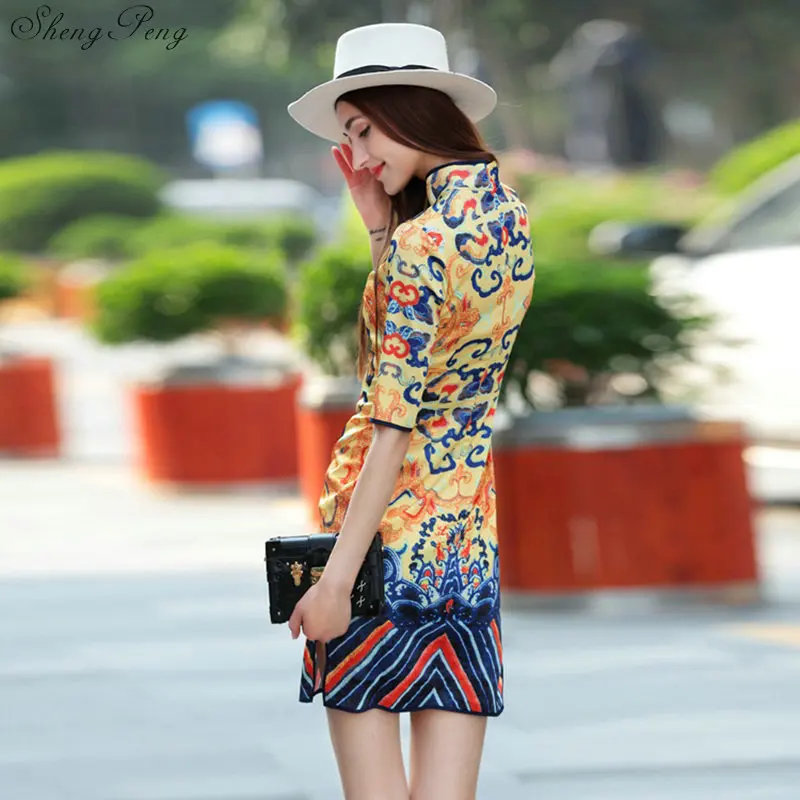 Женское винтажное платье-Ципао элегантное вечернее платье в китайском стиле