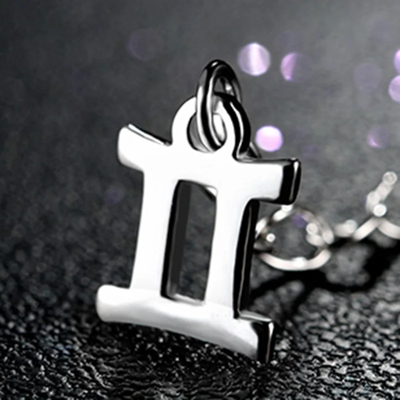 12 Constellation 925 Sterling Silver Pendant Zodiac Sign necklace Women Virgo Libra Scorpio Aquarius Necklace Wedding Jewelry - Окраска металла: Gemini necklace