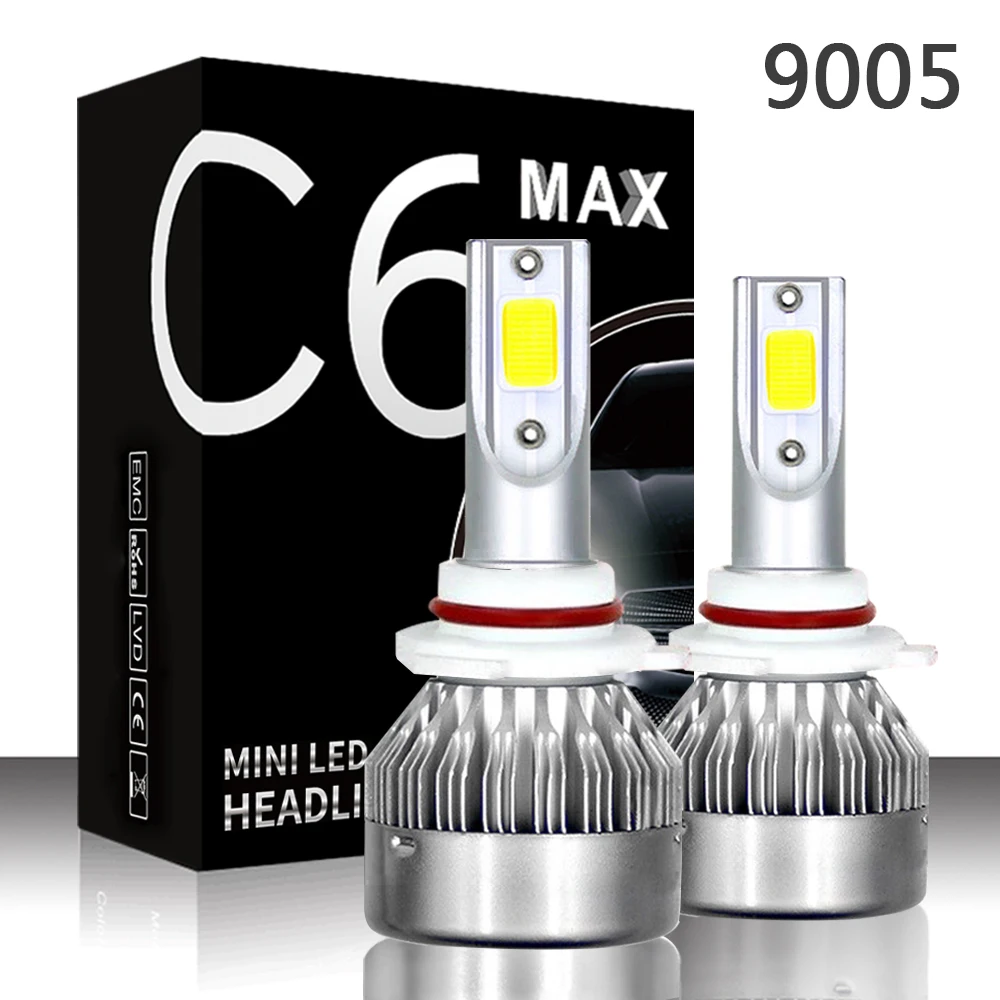 2 шт. светодиодная мини Фара C6 MAX H4 H1 H7 H8/H9/H11 9005 H4/9003 72 Вт 8000 лм 6000 К для