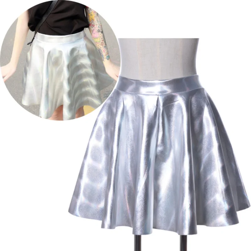 Lychee Женская Блестящая юбка с мокром эффектом искусственная кожа расклешенная