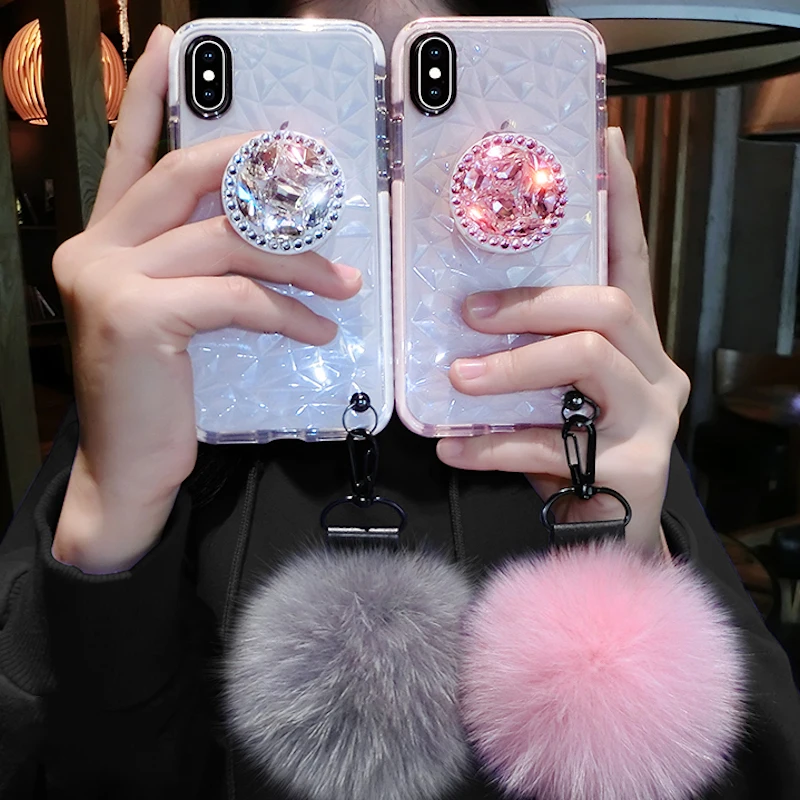 Роскошный милый мягкий чехол с пушистым мехом и бриллиантами для iphone XS MAX XR X 6 7 8plus