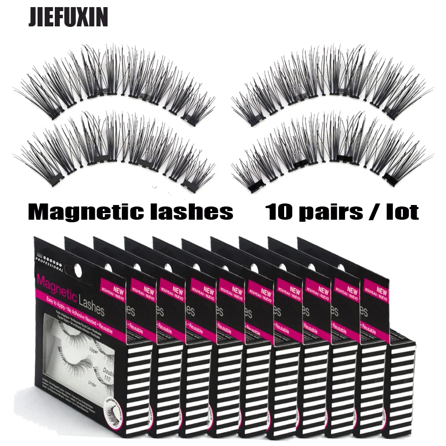 10 пар/лот Магнитная ресницы с 4 магниты, магнитные lashes natural накладные ресницы намагниченные ресницы с пинцет для накладных ресниц - Длина: DWSP(10Pairs)