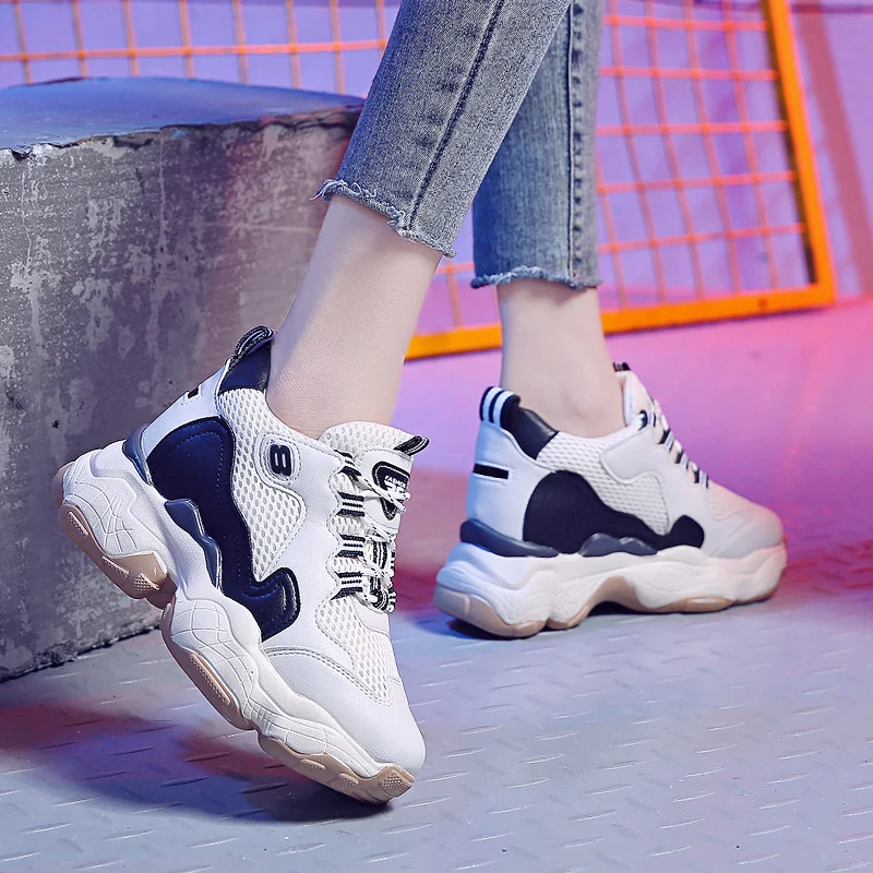 Женская повседневная обувь дышащая 9 см Увеличение роста на платформе спортивная