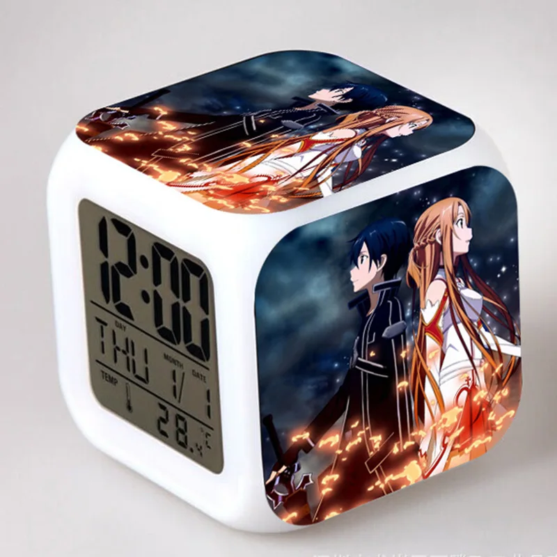 Статуэтка из игры в интернете Sword Art будильник со светодиодной подсветкой цветная