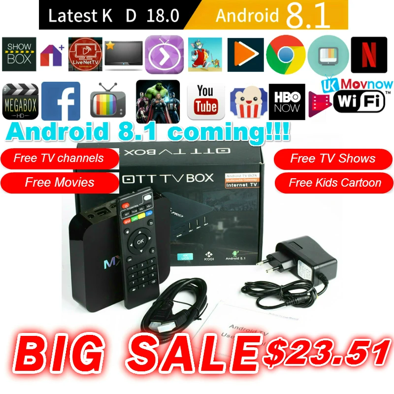 ТВ бокс MX Pro 4 K Android последний KD 18 0 8 1 OS ГБ RK3229 2 ГГц wifi четырехъядерный смарт