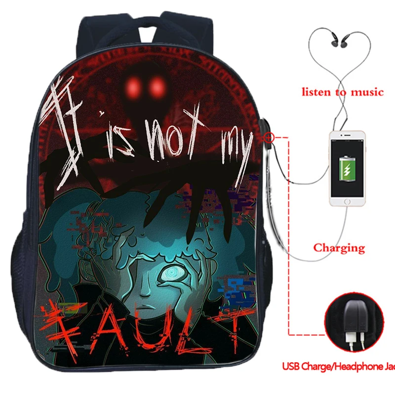 Sally Face USB зарядка школьные сумки подростковый рюкзак для ноутбука Хип-Хоп сумка повседневные дорожные сумки 16 дюймов Mochila