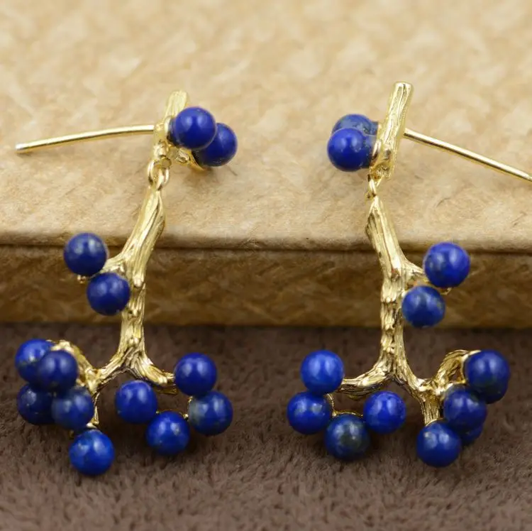 

Lapis Lazuli Earrings S925 Pure Silver Inlay An Optimized Process Female Handmade Tassels Drop Earrings For Women