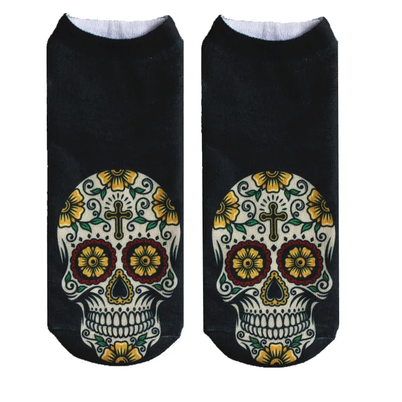 Женские носки ZHBSLWT в стиле Харадзюку с 3D-принтом цветущего черепа повседневные