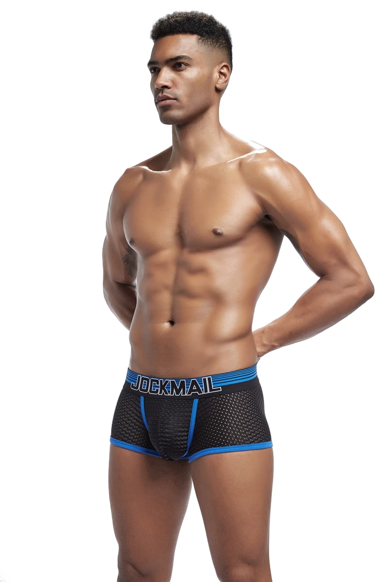 JOCKMAIL, новинка, нижнее белье для мужчин, боксеры, сетка, u-образный мешочек, сексуальные подштанники, Cueca, нейлоновые трусы, боксерские шорты для геев, мужские трусы