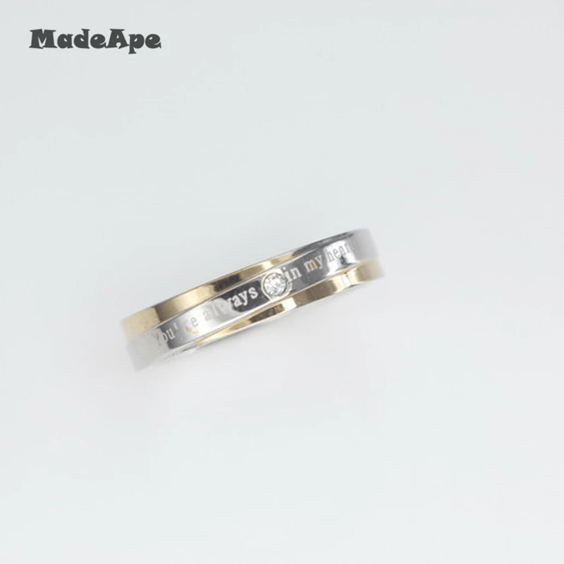 MadApe 4mm Width Zircon Ring For Women Wedding Rings 316L Stainless Steel Couple And Men Engagement | Украшения и аксессуары